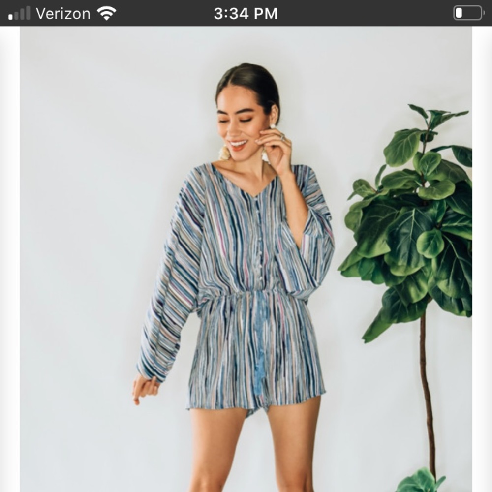 Maverick stripped romper with pockets